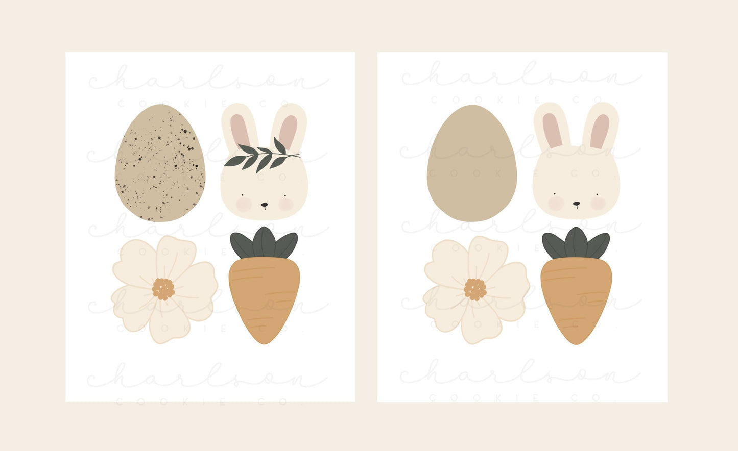 DIY cookie kit (Easter set B tan) instruction card (4 files) / Instant digital download