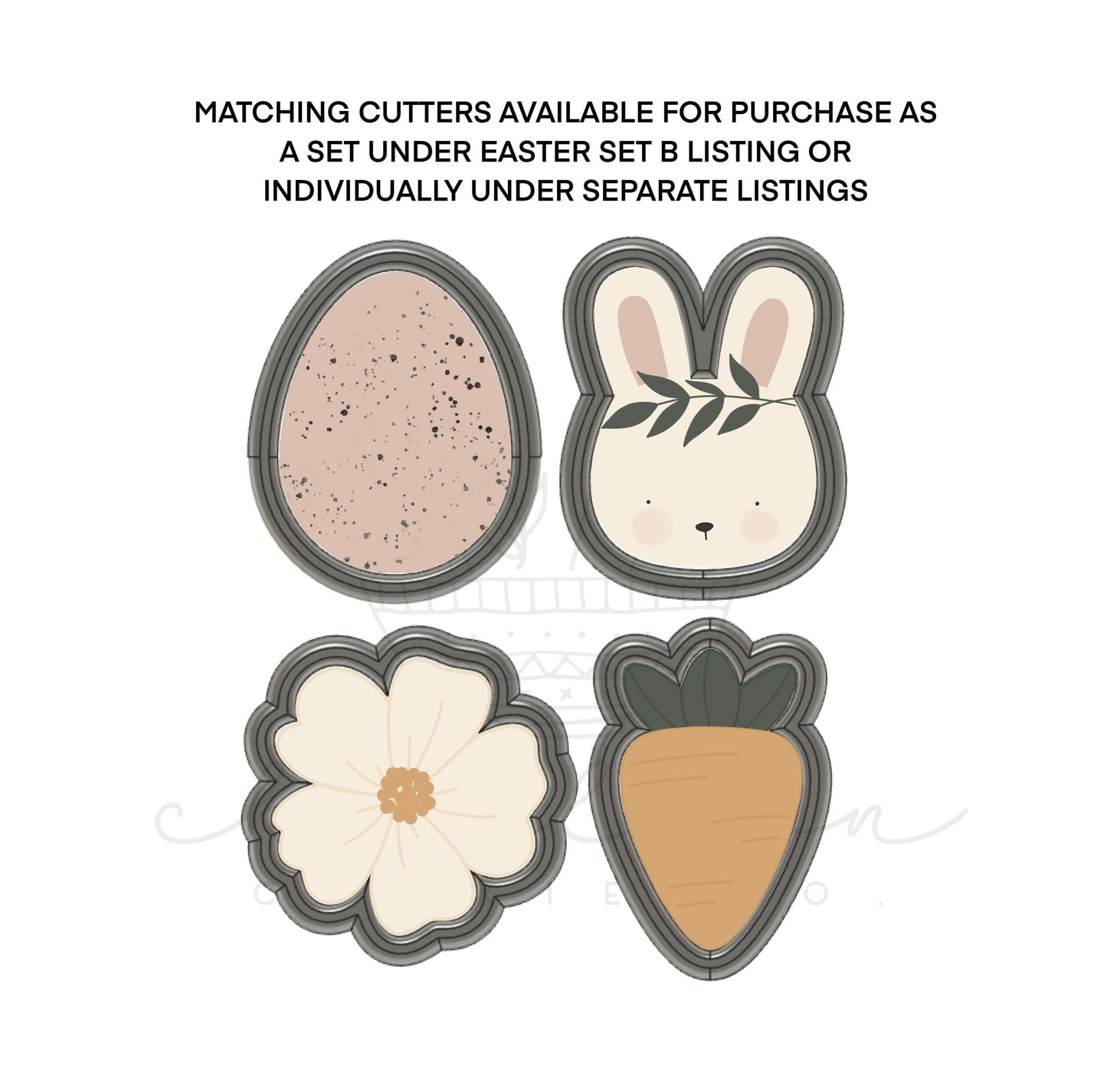 DIY cookie kit (Easter set B tan) instruction card (4 files) / Instant digital download