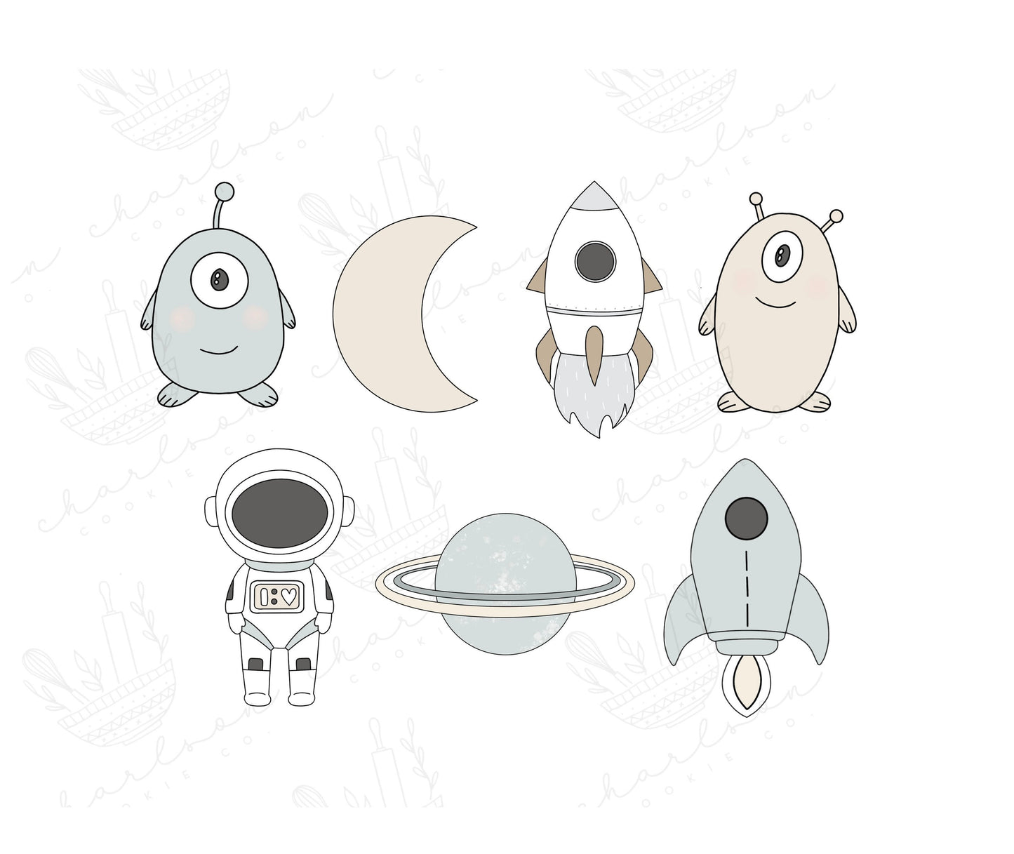 Space theme cookie cutters