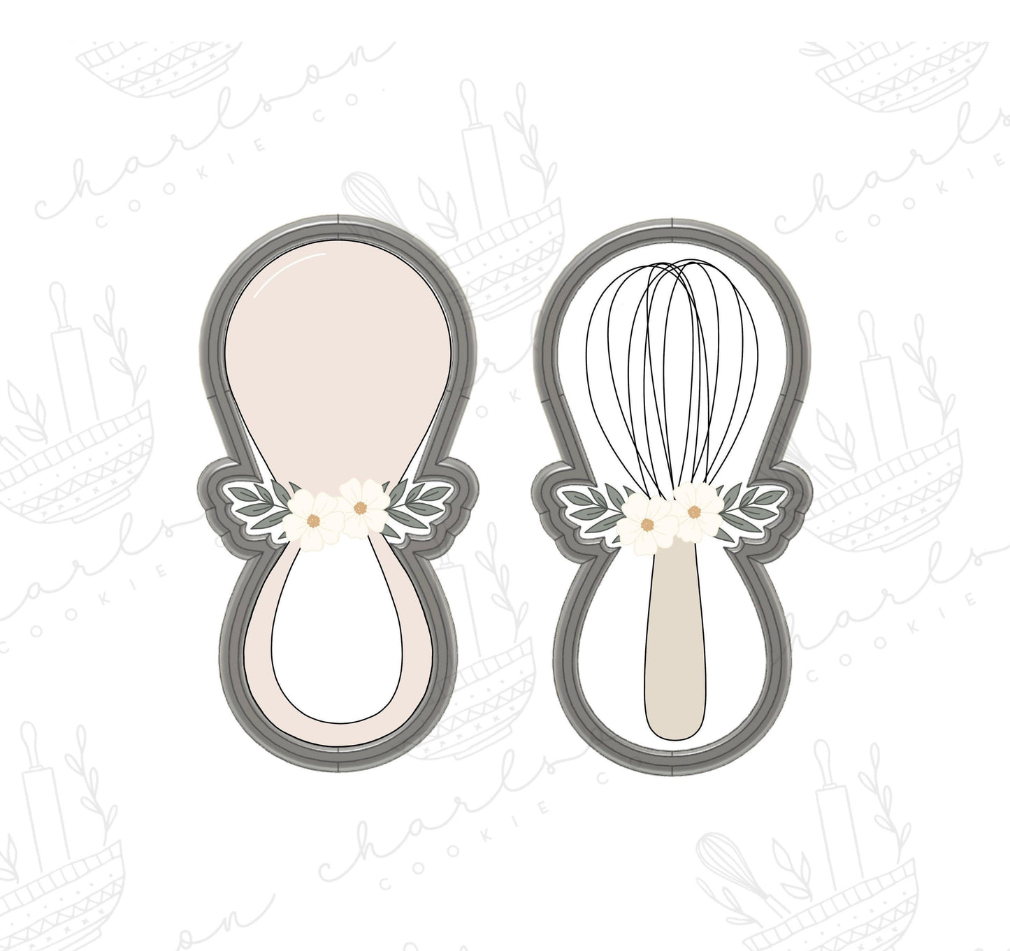 Baby Rattle / Whisk with floral cookie cutter