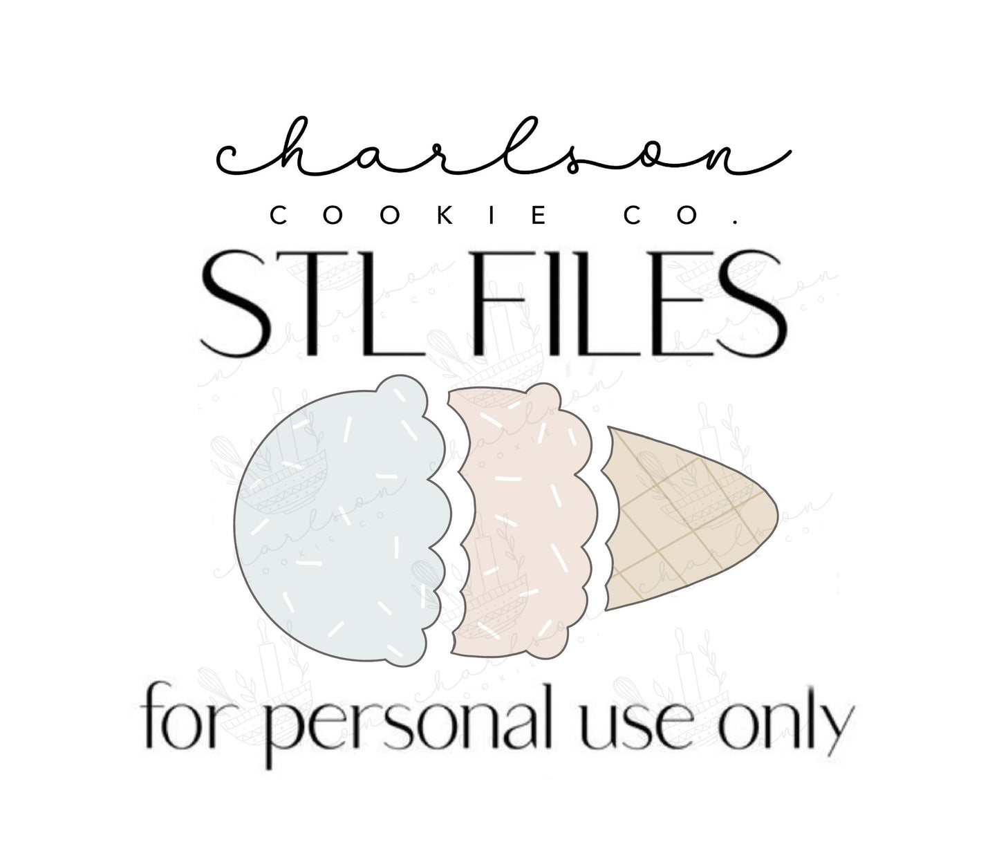 STL files / Build your own ice cream cutters set no. 1 (3pc) / digital files - personal use only