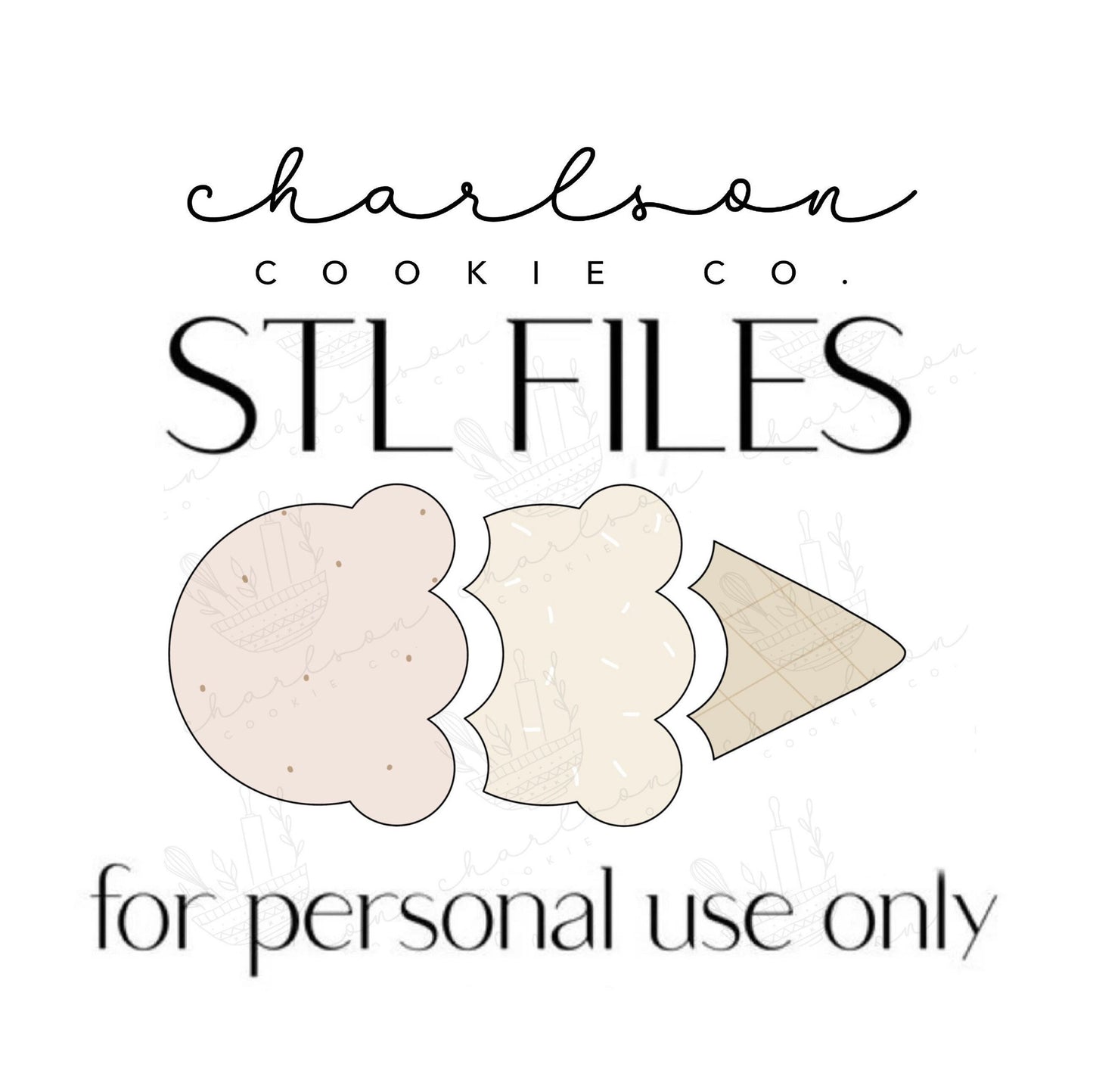 STL files / Build your own ice cream cutters set no. 2 (3pc) / digital files - personal use only