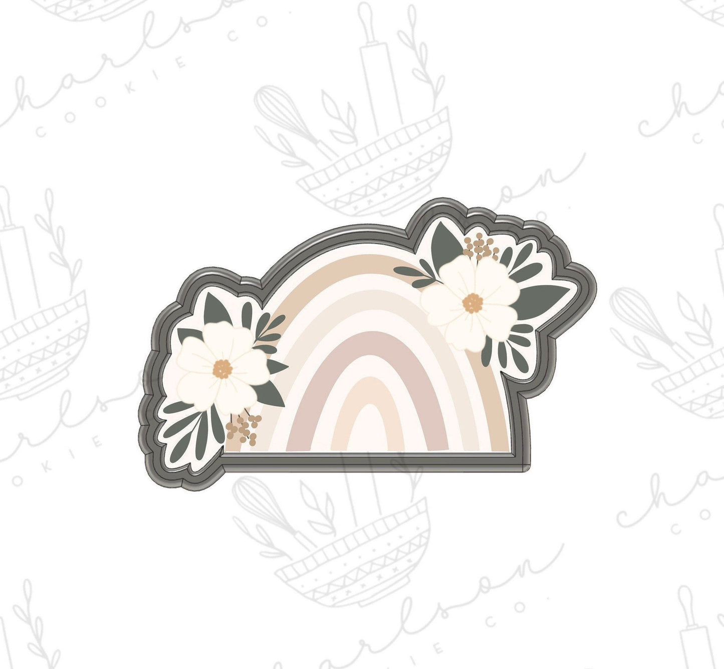 Rainbow with floral no. 1 cookie cutter