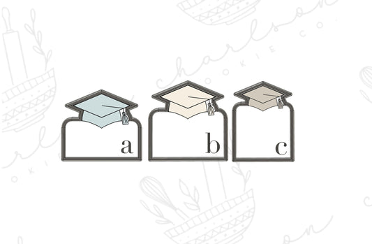Graduation cap with banner cookie cutter