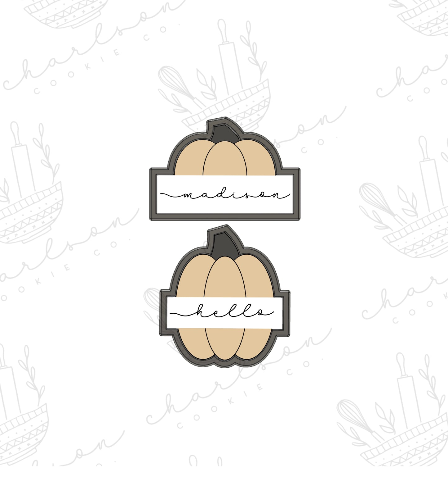 Pumpkin no. 5 with banner cookie cutter