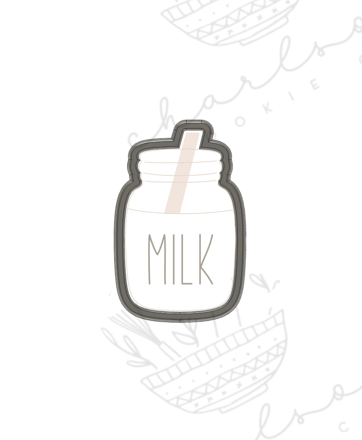 Glass jar with straw / milk jar cookie cutter
