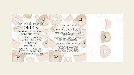 DIY cookie kit (Valentine's day set E print) instruction card (4 files) / Instant digital download