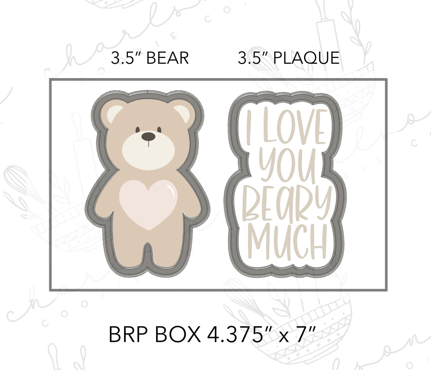 I love you beary much set B cookie cutters