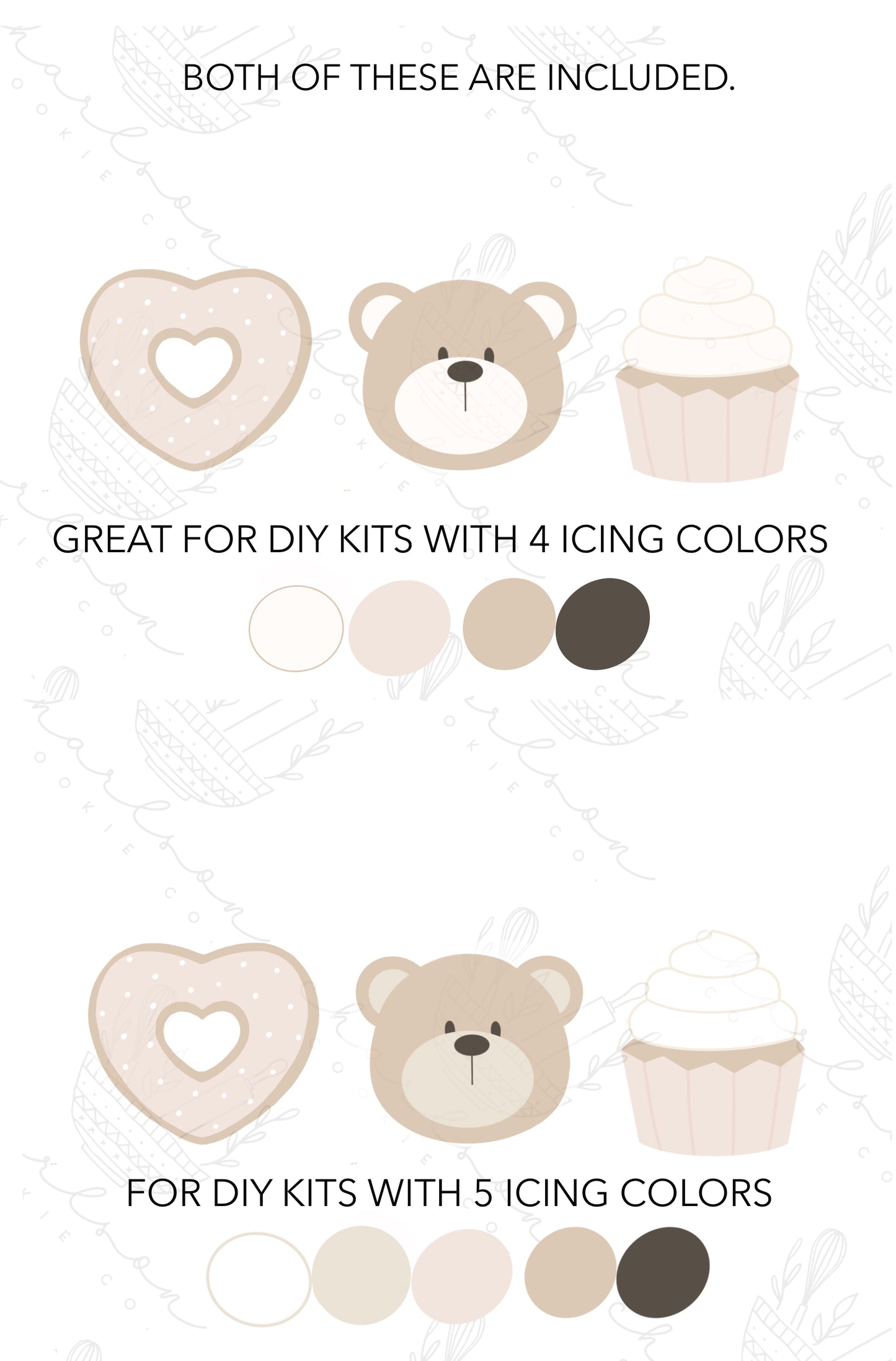 DIY cookie kit (Valentine's day set E print) instruction card (4 files) / Instant digital download