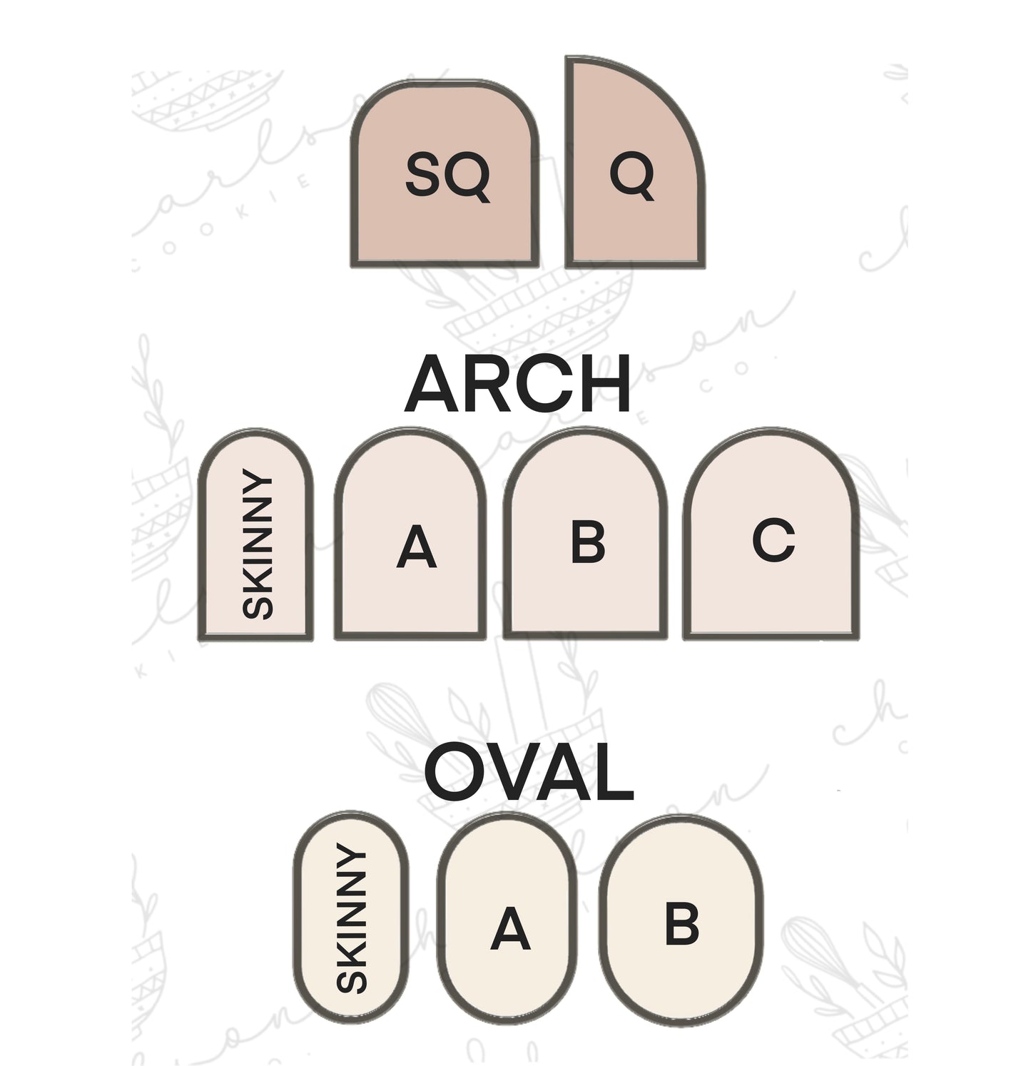 Modern arches and ovals cookie cutters
