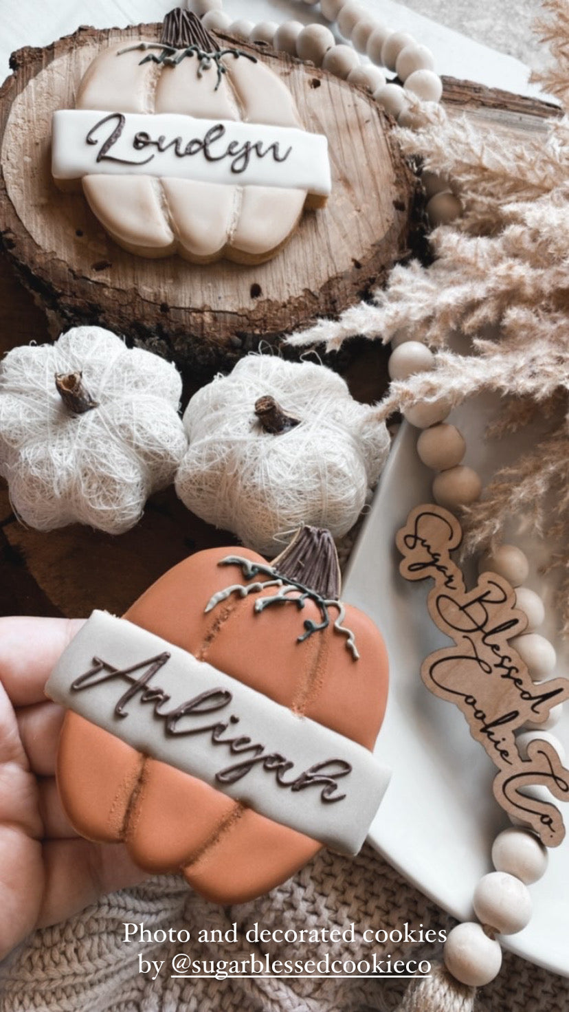 Pumpkin no. 5 with banner cookie cutter