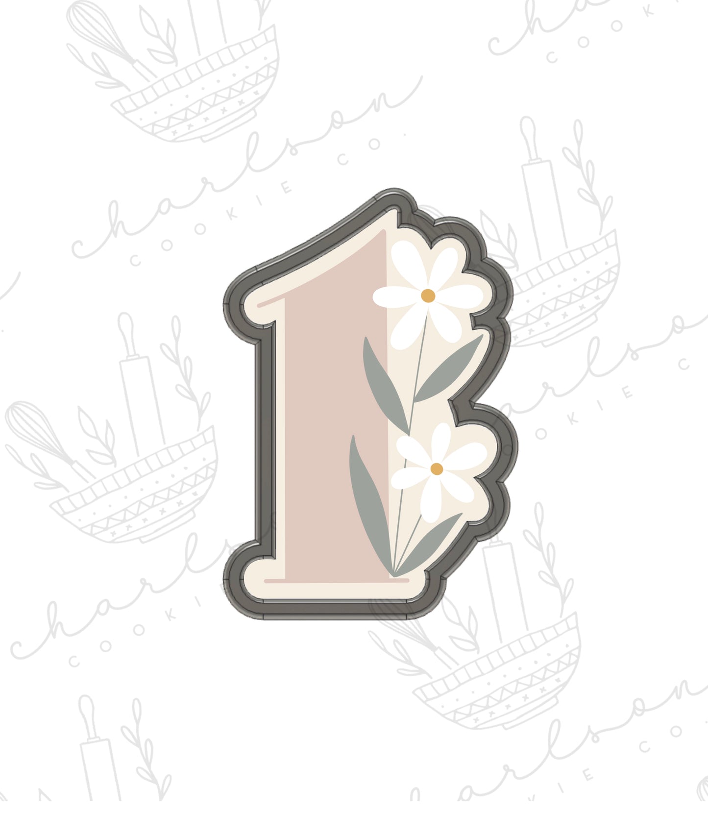 Number 1 with daisies cookie cutter