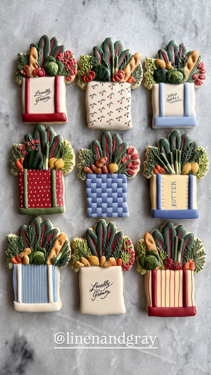 Farmers market tote cookie cutters (Linen & Gray)