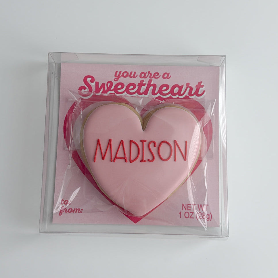 Personalized heart - pink - sugar cookie (Valentine's Day Cookie Presale 2026 - Local pickup ONLY)