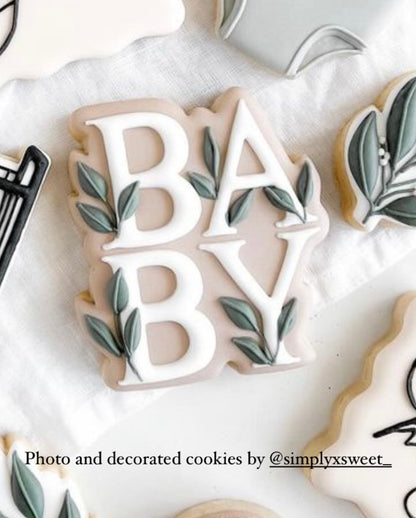 Baby word with greenery cookie cutter