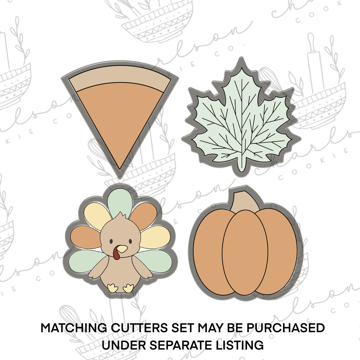 DIY cookie kit (Thanksgiving theme) instruction cards (3 design colors) / Instant digital download