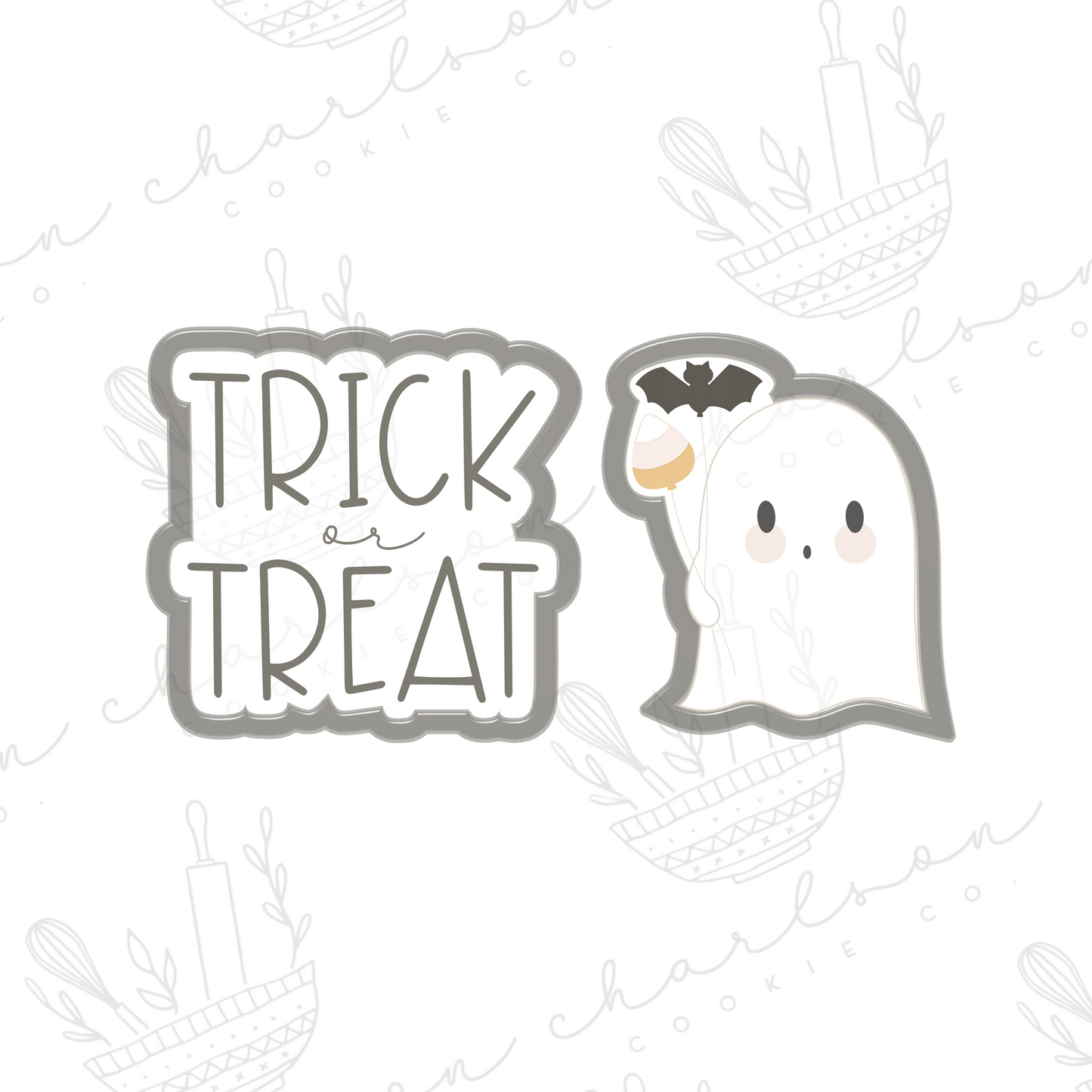 Trick or treat and ghost 2pc cookie cutters set