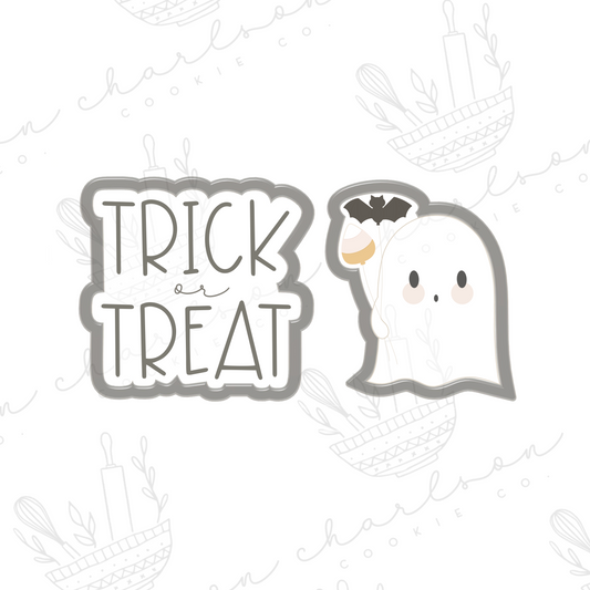 Trick or treat and ghost 2pc cookie cutters set