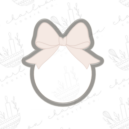 Bow round plaque cookie cutter