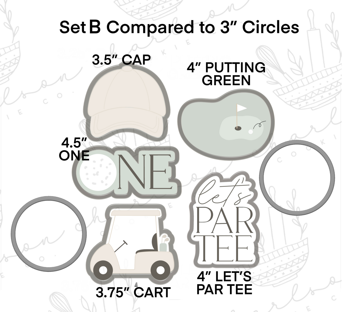 Golf theme cookie cutters set