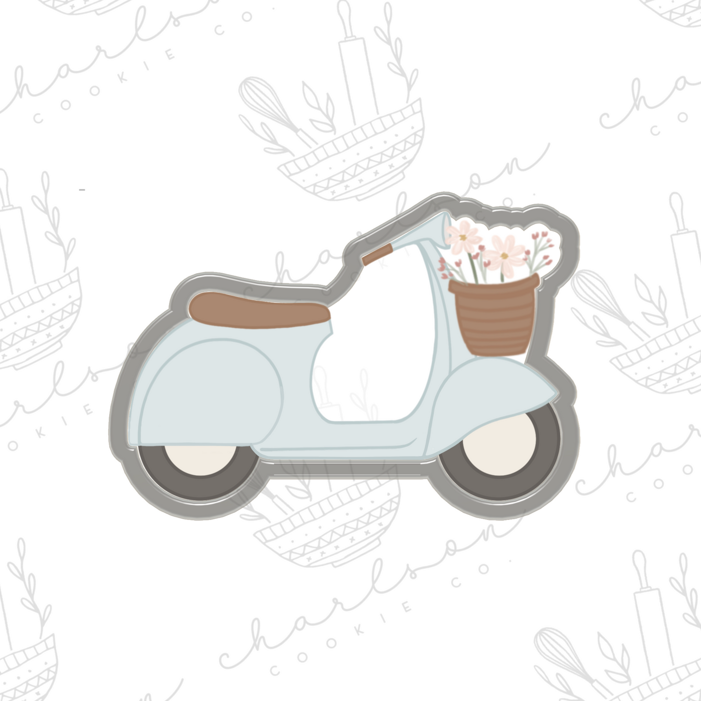 Scooter with floral cookie cutter