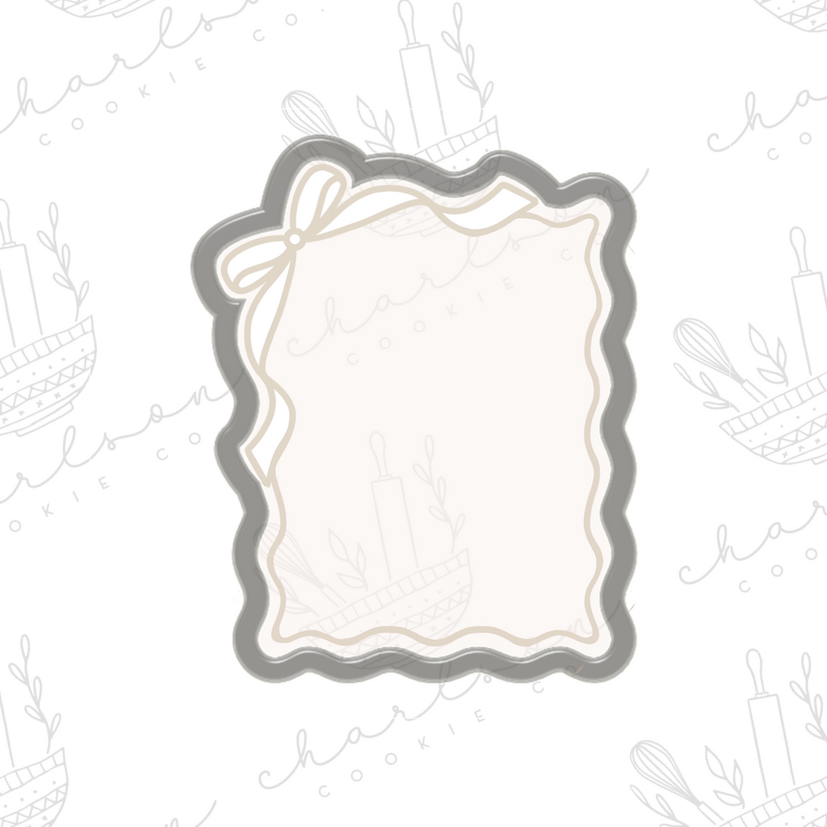 Wavy rectangle bow plaque no. 2 cookie cutter