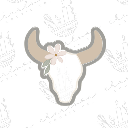 Bull skull with floral cookie cutter