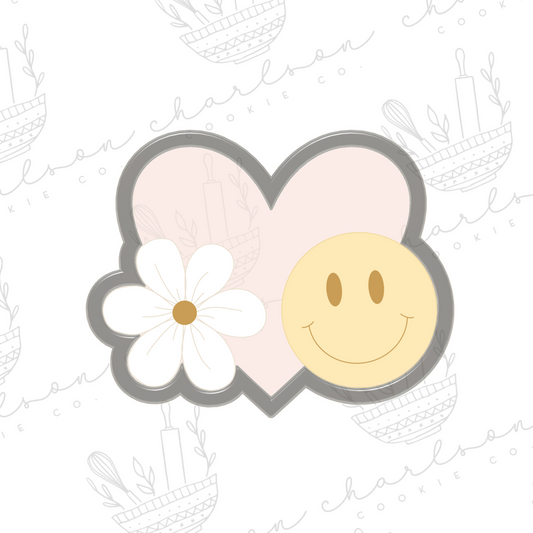 Daisy heart smiley cookie cutter
