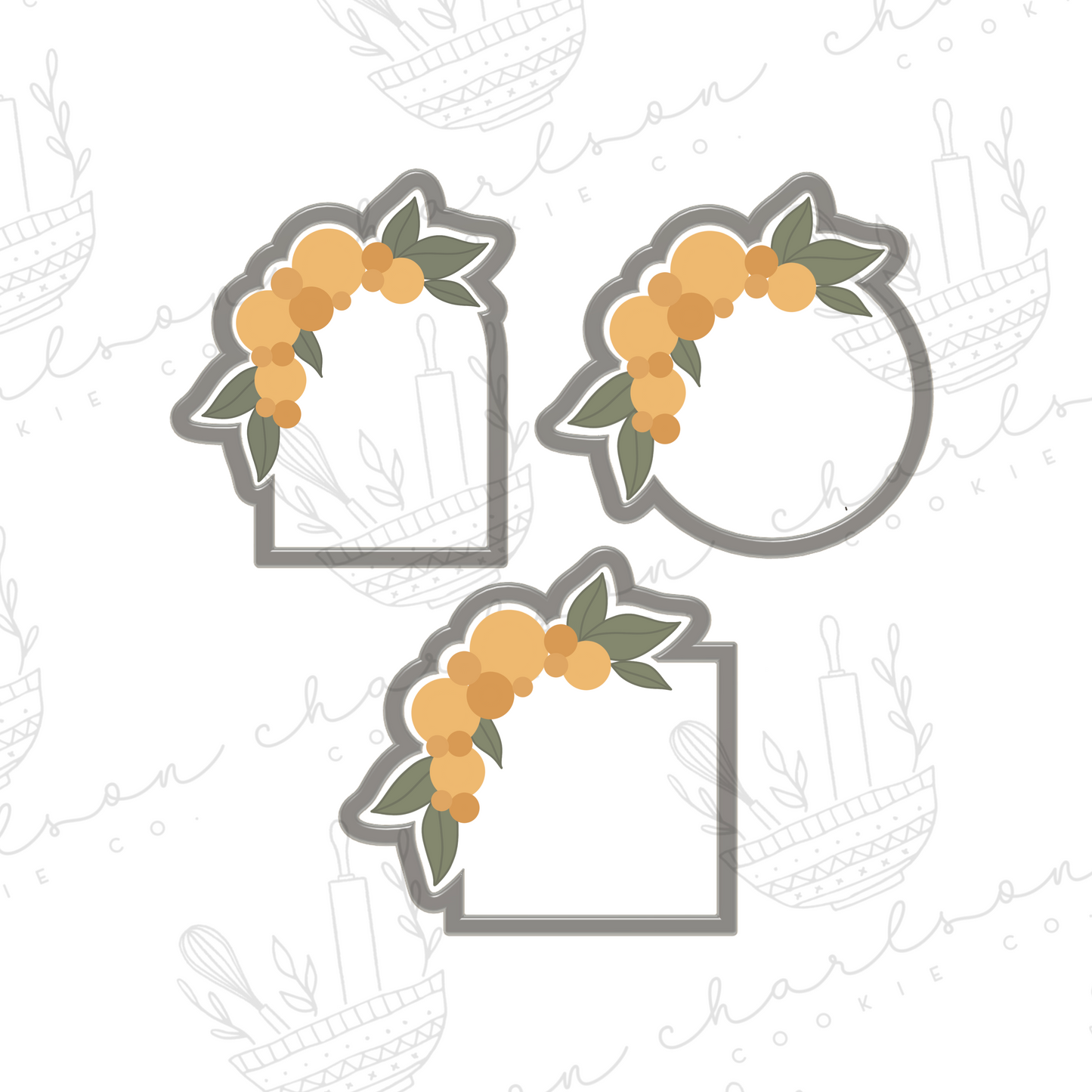 Orange with greenery plaques cookie cutter