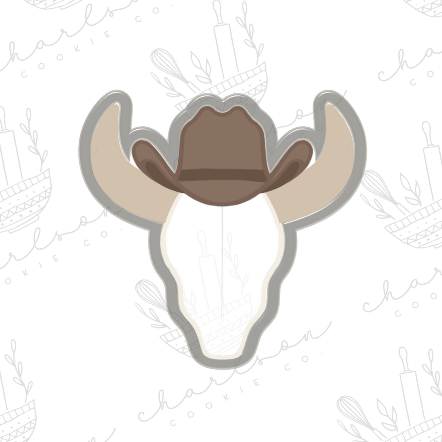 Bull skull with hat cookie cutter