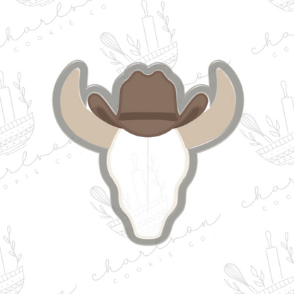 Bull skull with hat cookie cutter