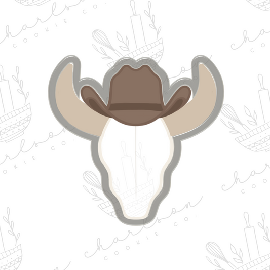 Bull skull with hat cookie cutter