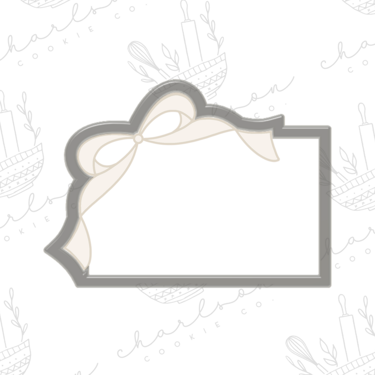 Rectangle with ribbon bow plaque no. 3 (b) cookie cutter