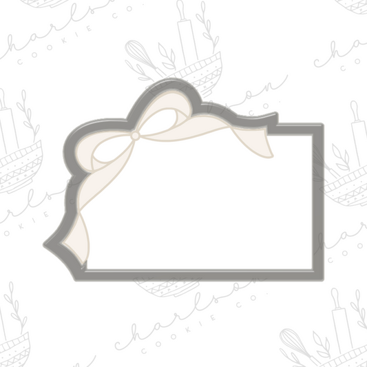 Rectangle with ribbon bow plaque no. 3 (b) cookie cutter