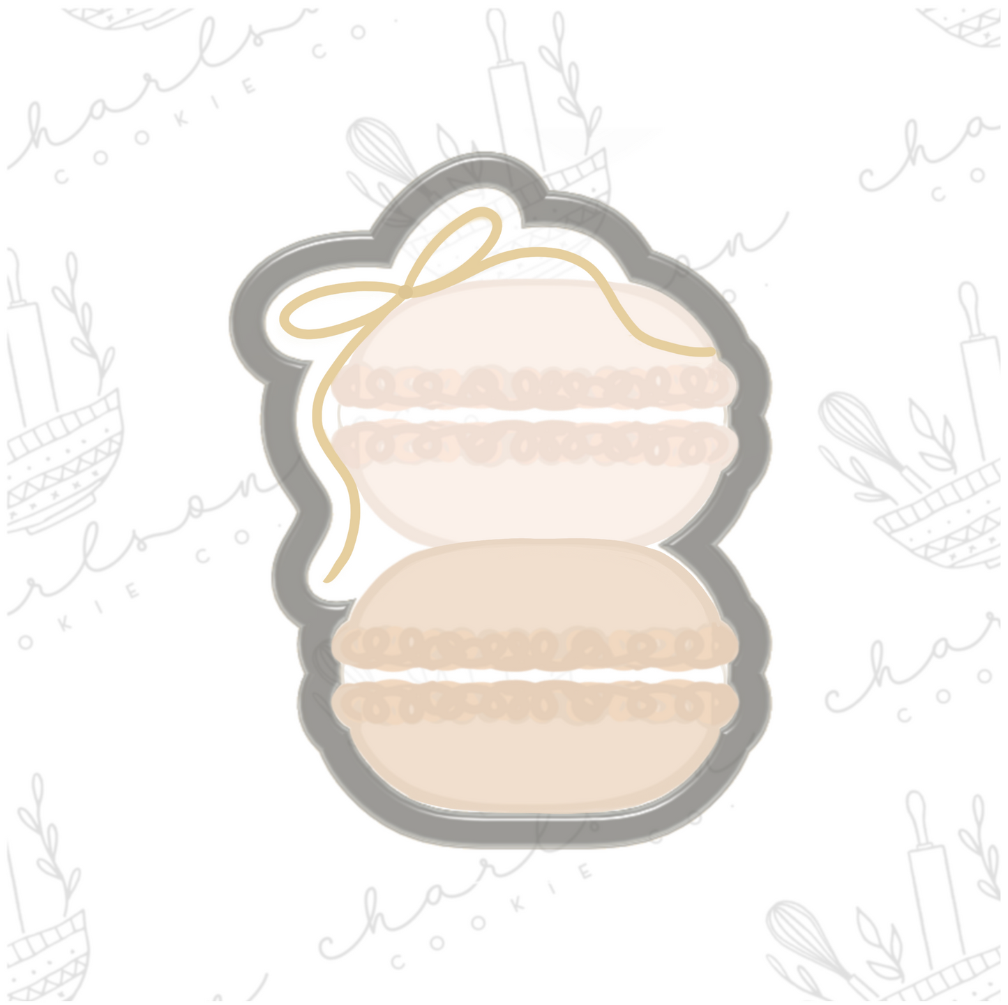 Macarons with bow cookie cutter