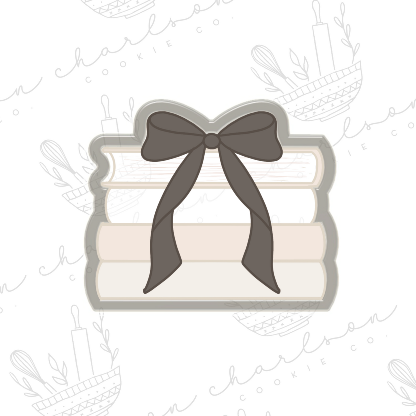 Stacked books with bow no. 1 cookie cutter