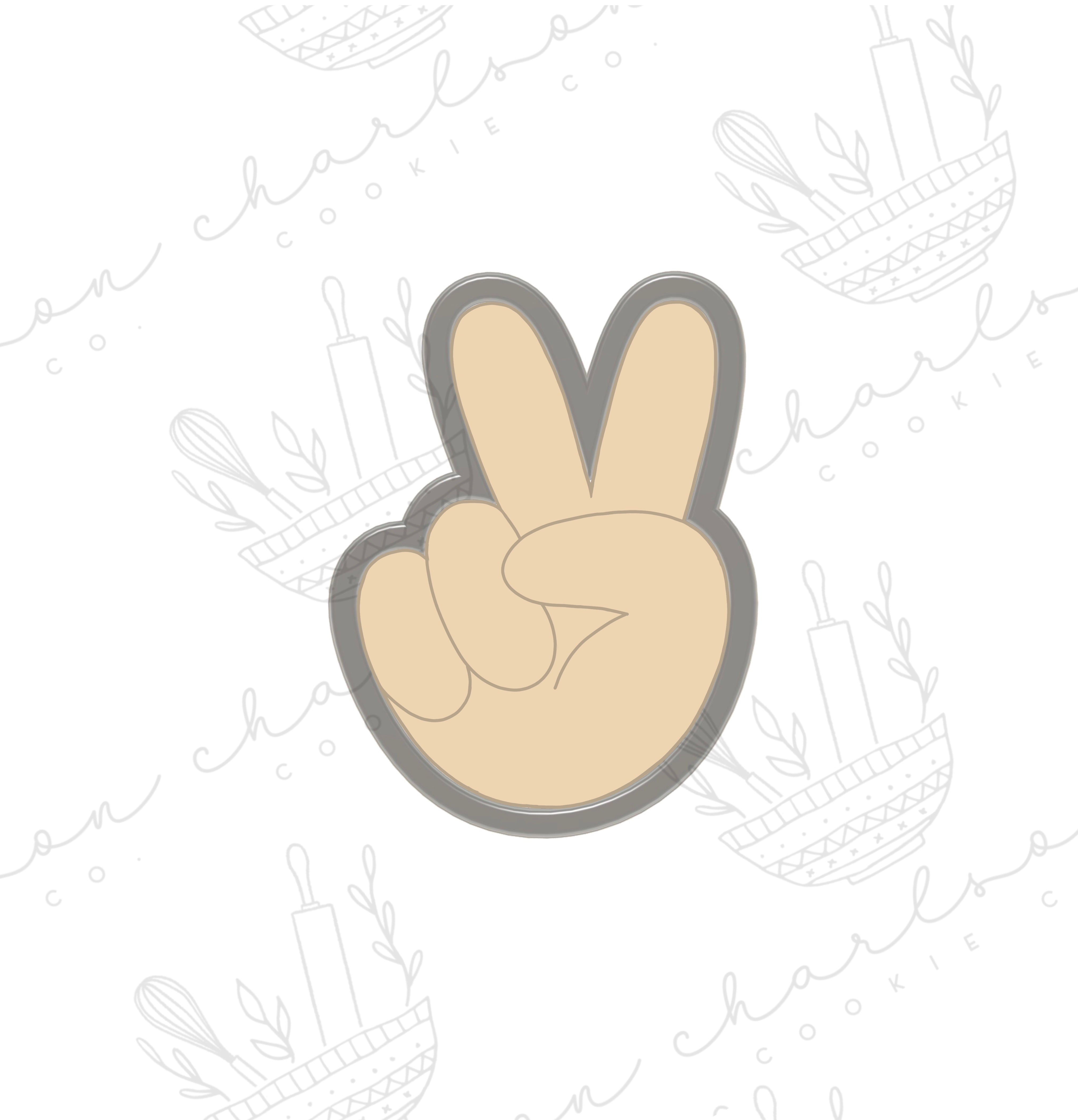 Peace sign hand cookie cutter – Charlson Cookie Co.
