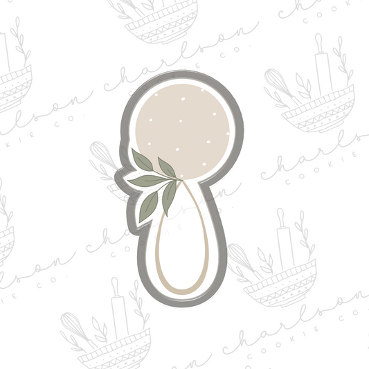 Baby rattle with greenery cookie cutter