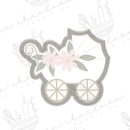 Stroller with floral cookie cutter