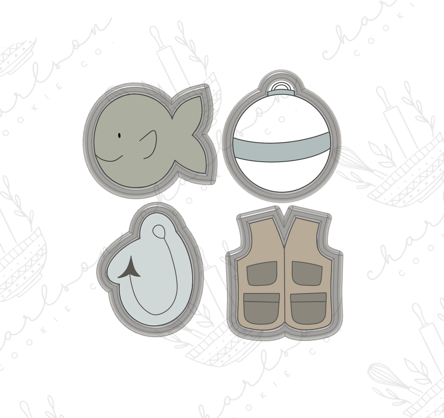 Fishing theme cookie cutters