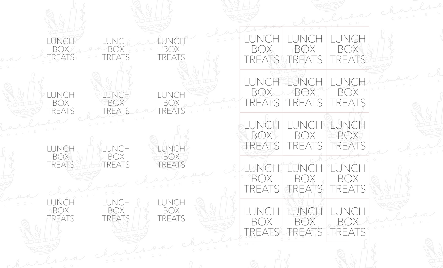 Lunch box treats - basic templates / Instant digital download