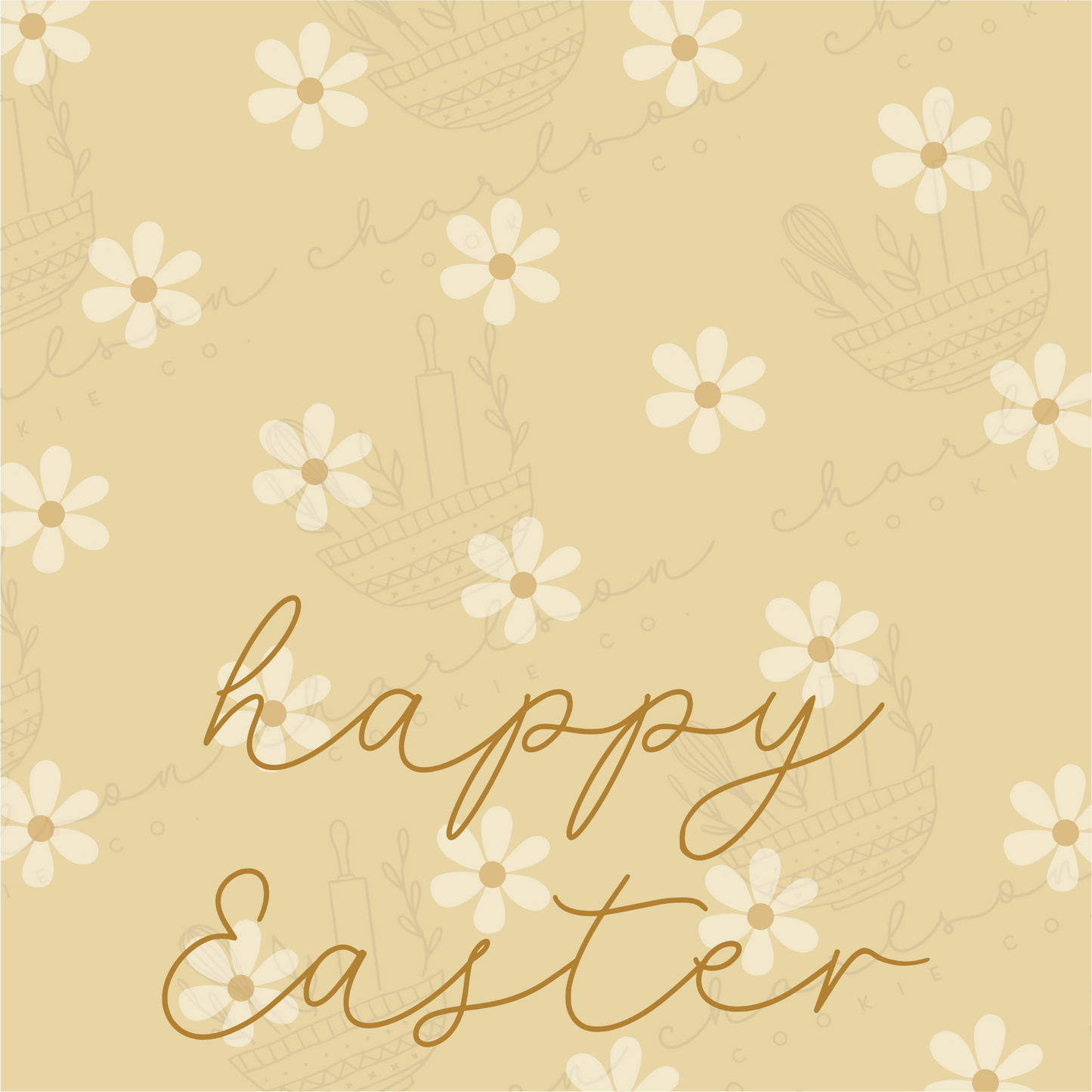 Happy Easter Daisy Print bag topper 4x4 and 5x4 Instant digital download