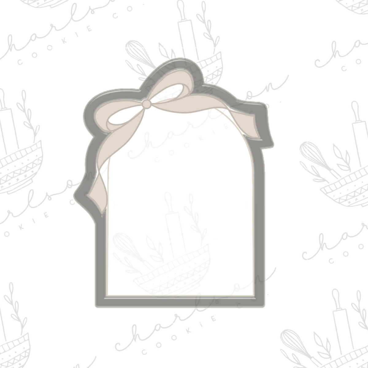 Arch with ribbon bow plaque cookie cutter