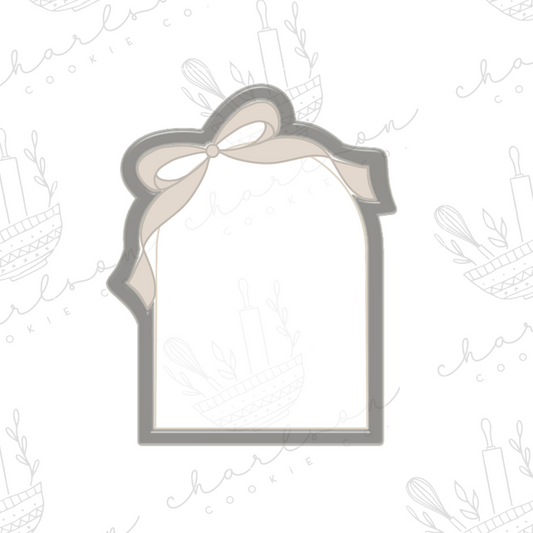 Arch with ribbon bow plaque cookie cutter