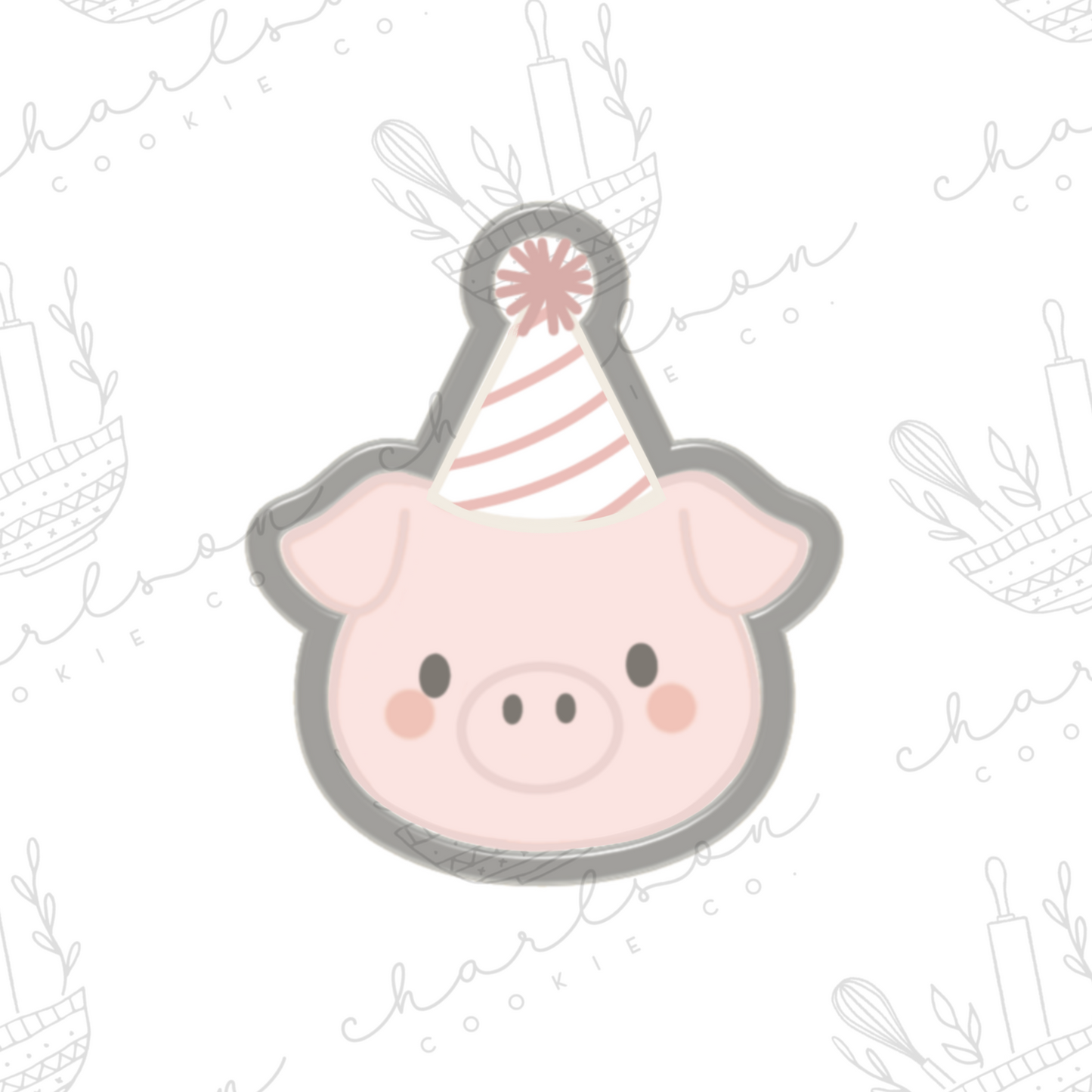 Pig head no. 2 party hat cookie cutter