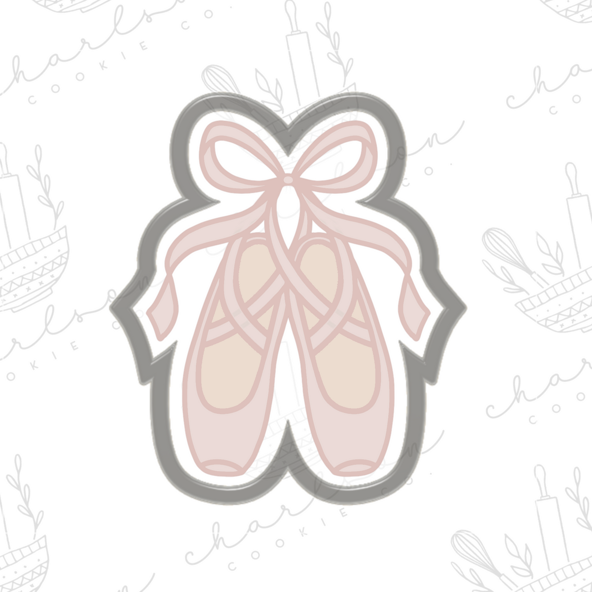 Ballet shoes with bow cookie cutter