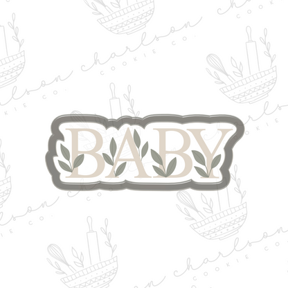 Baby word with greenery no. 2 cookie cutter