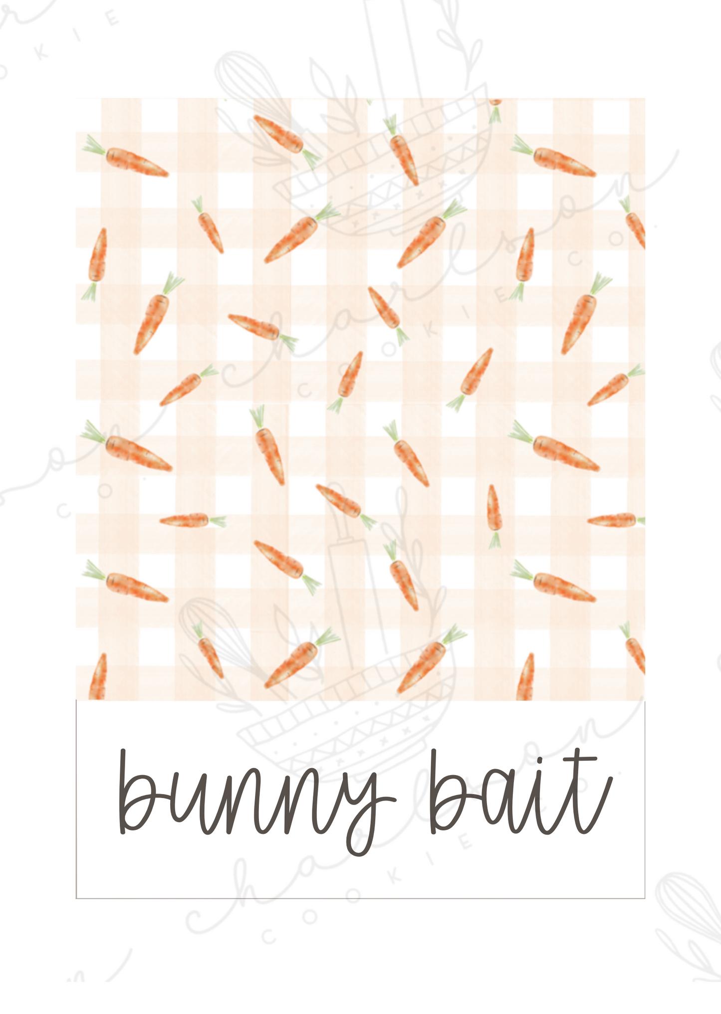 Bunny bait - mini 5" x 3.5" cookie card template  (4 images on 1 page) / Instant digital download