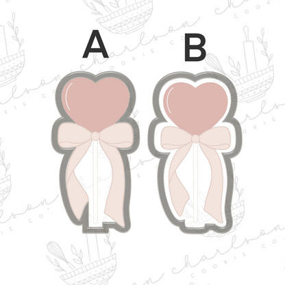 Heart key with bow / heart lollipop with bow cookie cutter