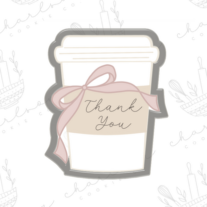 Coffee cup with bow cookie cutter
